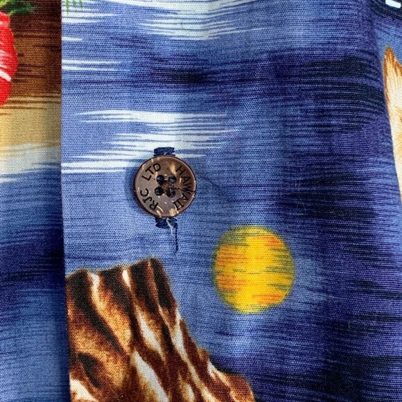 Vintage RJC Hawaiian Shirt Blue Island Map Short Sleeve Floral Aloha Boxy Camp - Picture 5 of 8